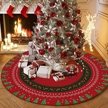 Christmas Tree Skirt Living Room Decor Round Rug Red Christmas Tree Foot Cover Carpet Festive Home Decor Sofa Table Floor Mat