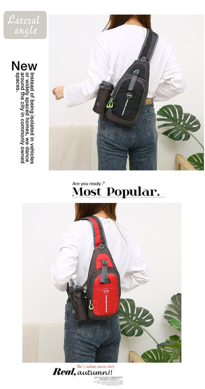 Men's Casual Crossbody Bag Unisex Outdoor Water Bottle Shoulder Bag Multi-functional Travel Waist Bag Fashion Men's Chest Bag Ox