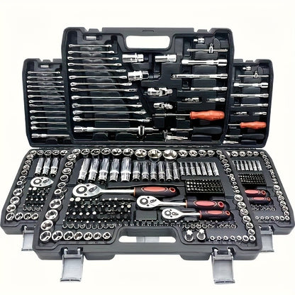 216-Piece Professional Socket Set - 1/2" 3/8" 1/4" Drive SAE & Metric, 72-Tooth Ratchet for Automotive & Home Repair