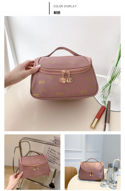 Hello Kittys Cosmetic Bag Cute Cosmetic Bag Girl Portable Large Capacity Travel Wash Up Skin Care Products Storage Bag