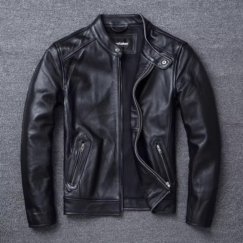YR!Wholesales.Plus size.Men Classic casual leather jacket.super sales origin natural cowhide coat.slim short leather cloth