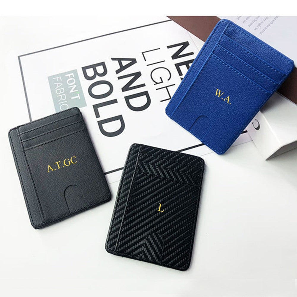 Custom Name ID Card Holder Fashion Slim Women Personalize Initials Mini Credit Card Wallet DIY Men Gift Engrave Logo Cardholder