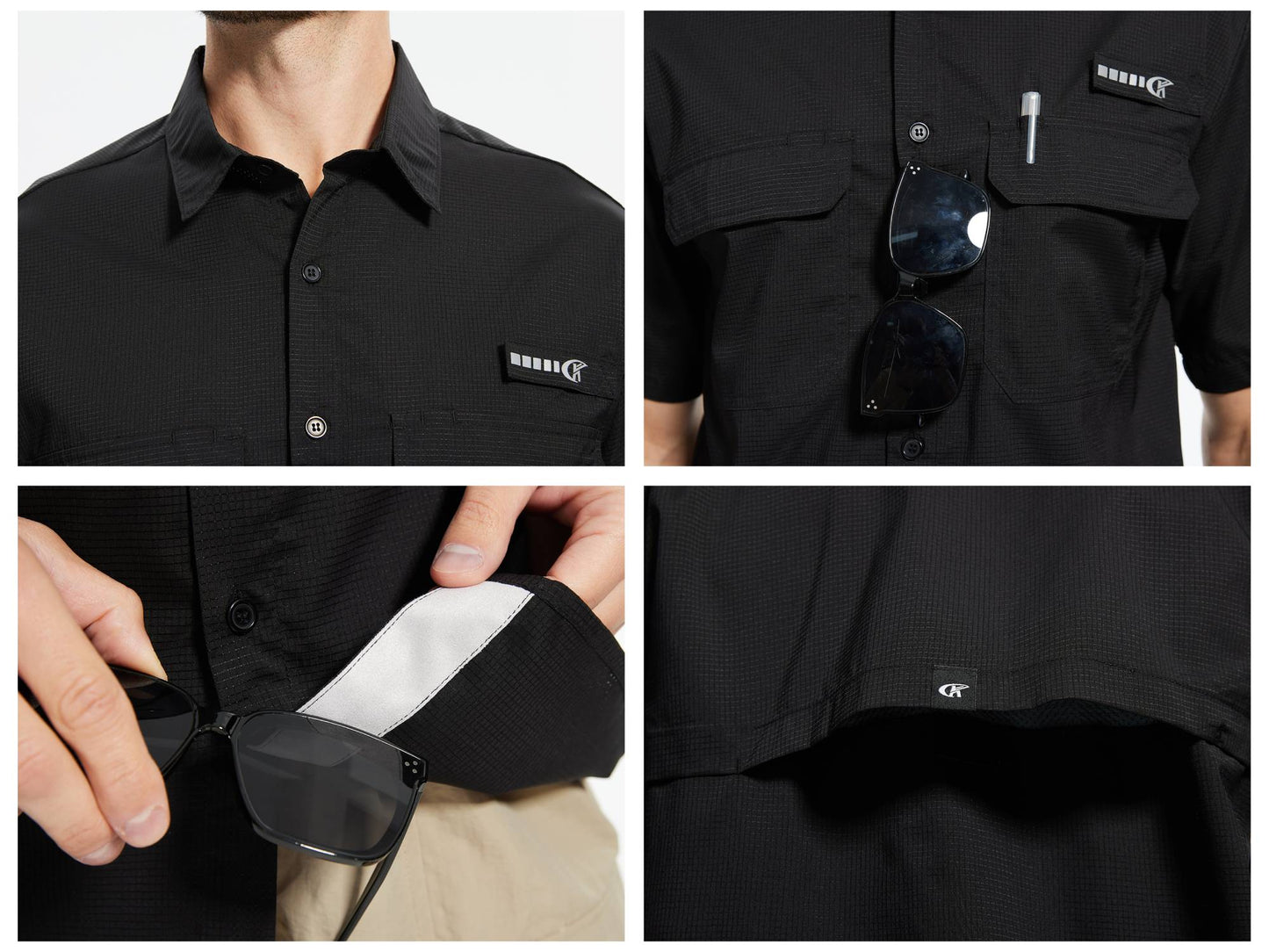 Men's UPF 50+ Short Sleeve Sun Protection Fishing Shirts, Rashguard Casual Button Down Fishing Hiking Shirt with Breathable Mesh