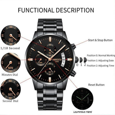 NIBOSI Mens Watches Top Brand Luxury Famous Men's Dress Watch Fashion Casual Military Quartz Wristwatches Saat Relogio Masculino