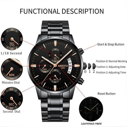 NIBOSI Mens Watches Top Brand Luxury Famous Men's Dress Watch Fashion Casual Military Quartz Wristwatches Saat Relogio Masculino