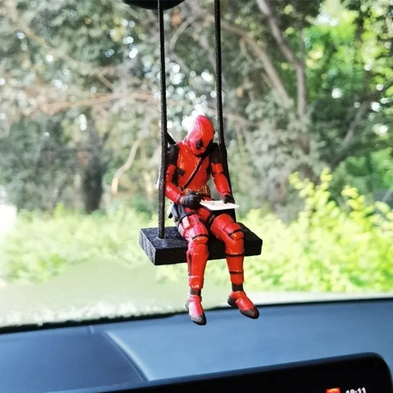 Pingente de espelho retrovisor Marvel Deadpool, pingente de carro Deadpool, mini figura de ação, presente de Natal