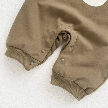 Autumn Baby Bodysuit Little Bear Pattern Dual Color Long Sleeve Warm Jumpsuit Baby Clothes Baby Boys Girls Romper 0-2 Years Old