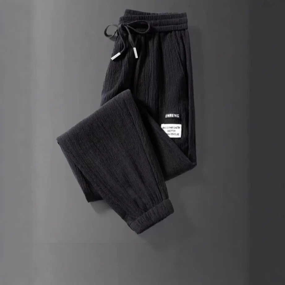 Summer Men's Thin Loose Sports Pants Breathable Casual Sweatpants Comfortable Wide Leg Harlan Nine Points Lightweight Trousers