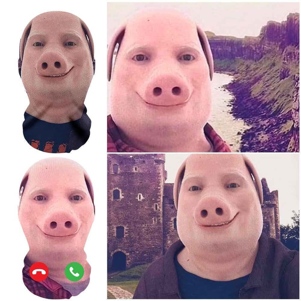 Full Face Funny Pig Mask, Breathable & Durable, Cosplay Theme Party Headgear Mask