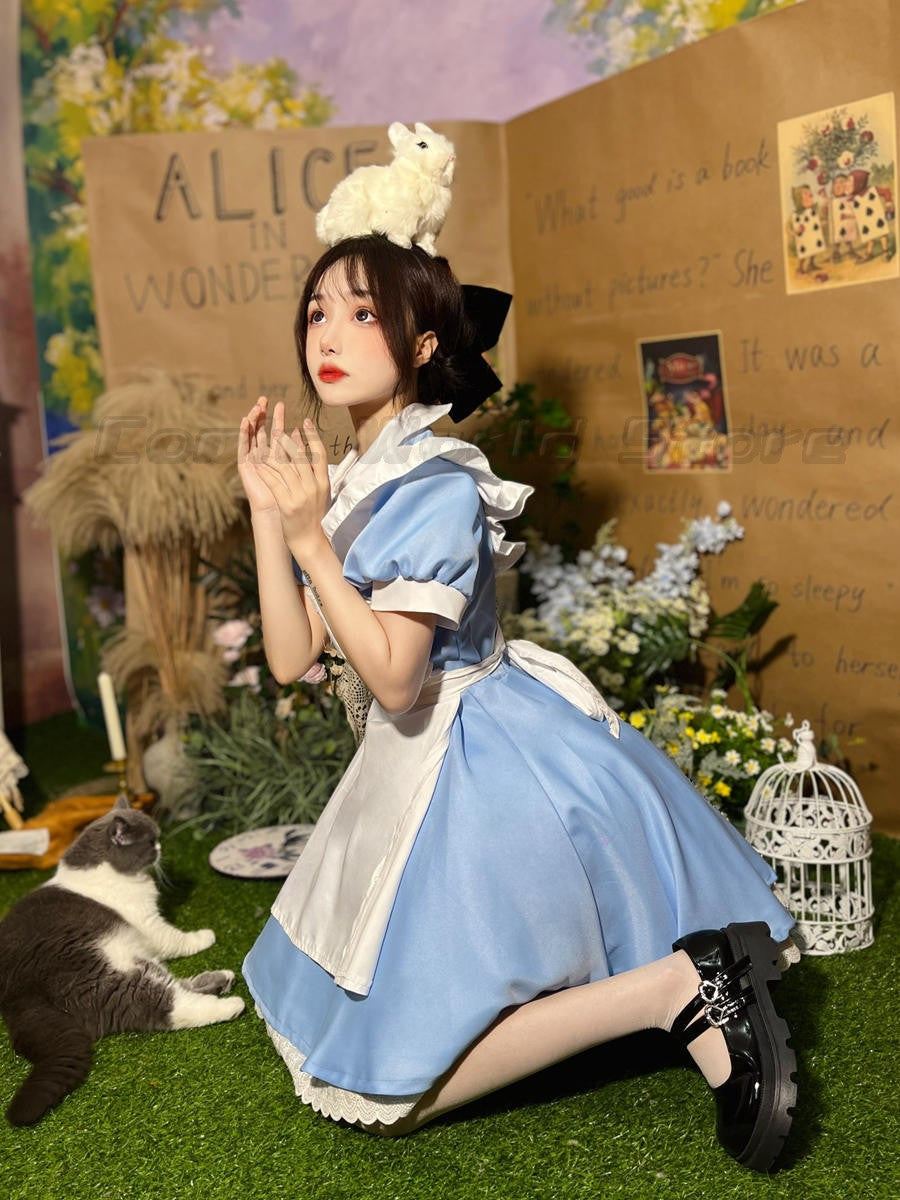 Lolita Dress Maid Apron Fantasia Halloween Carnival Party Costume for Women Masquerade Party Alice In Wonderland Cosplay Costume