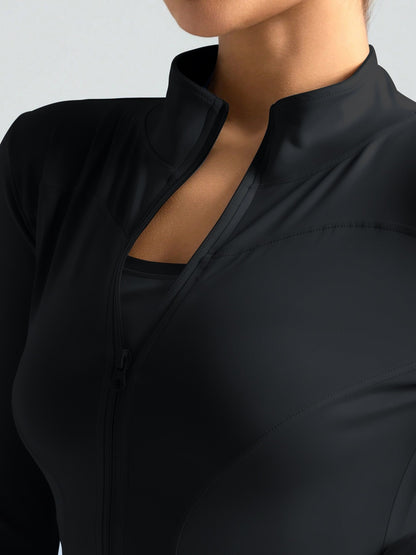 Women's Slim Fit Long Sleeved Yoga Jacket Nude Zipper Professional Running Training Fitness Top for Autumn And Winter