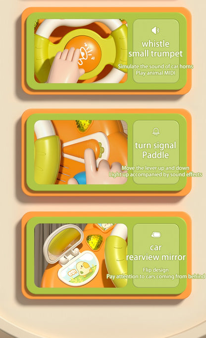 Brinquedo de volante para bebê, educação infantil, brinquedos de direção simulados, luz e música, educativos para bebês, reboque de berço, brinquedos suspensos