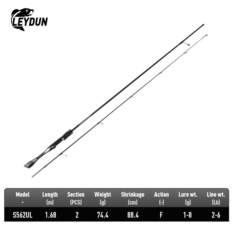 Vara de Pesca LEYDUN Black Creek 2 Partes, Spinning/Casting, 1,5/1,68/1,8m, Vara de Viagem, Baitcasting, Ultraleve, Fibra de Carbono