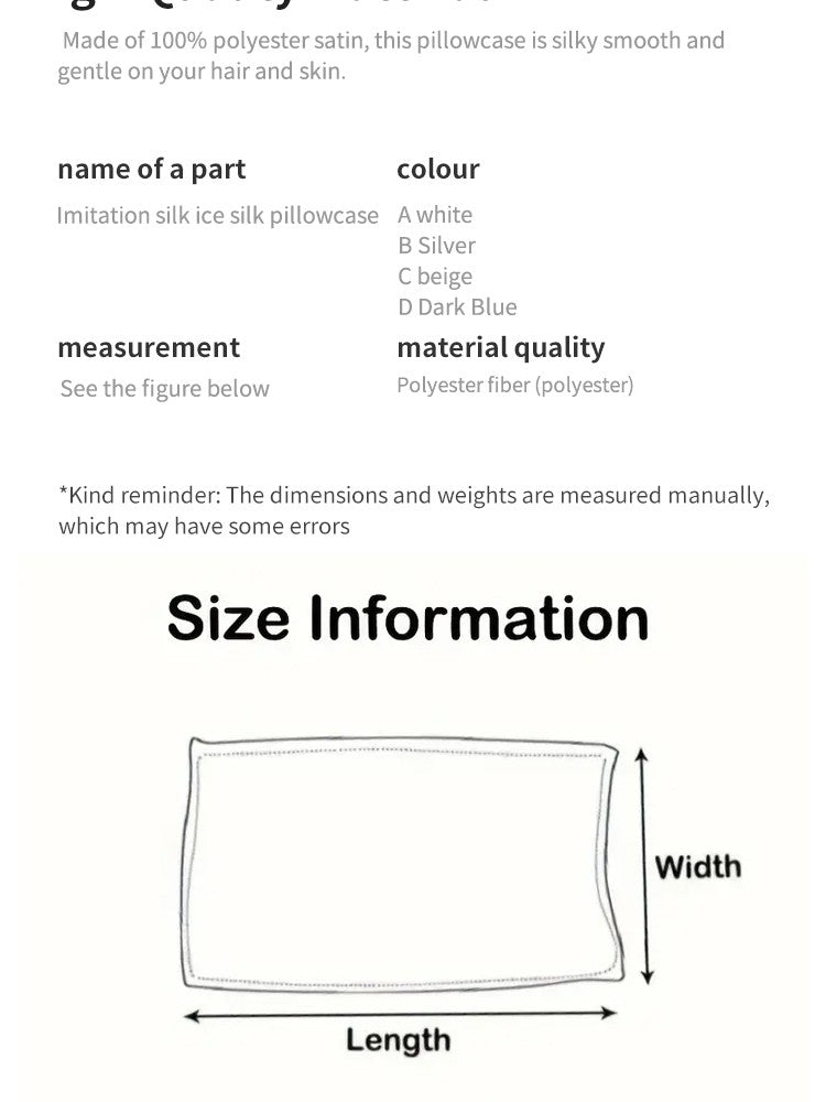 1pcs Pillowcase for Hair and Skin, Silk Satin Pillowcase Pillow Cases Set of Silky Pillow Cover with Envelope Closure