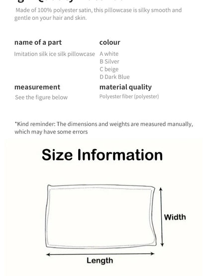1pcs Pillowcase for Hair and Skin, Silk Satin Pillowcase Pillow Cases Set of Silky Pillow Cover with Envelope Closure