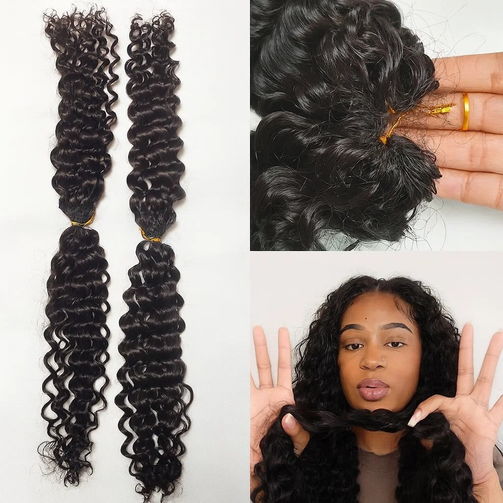 Small Spirals Curly Feather Crochet Hair Braid Human Hair Extensions Invisible Pre-Separated Knotless Pixie Curls Crochet Hair