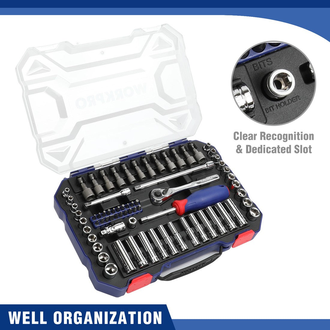 WORKPRO 69PC 1/4" Ratchet Wrench and Screwdriver Bits Set Sockets Set Hex Torque Quick Release Ratchet Wrench Handle Repair Tool