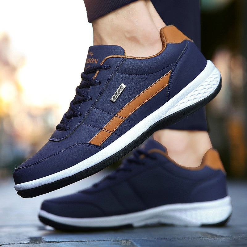 Sapatos masculinos de couro tênis tendência casual italiano respirável lazer masculino tênis calçados antiderrapantes sapatos vulcanizados masculinos
