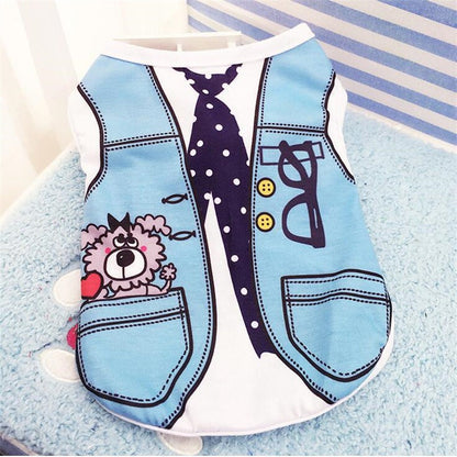Roupas de cachorro de estimação Roupas de desenho animado Filhote de cachorro Coletes macios Camisa de verão Camiseta casual para pequenos animais de estimação