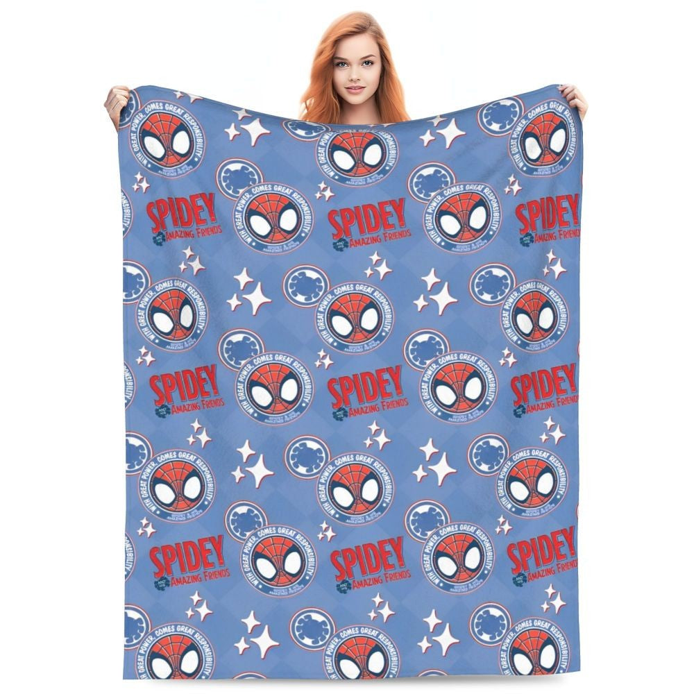 Cobertor de flanela engraçado e quente de desenho animado anime do Homem-Aranha, lindo e legal, para decoração de cama e lounge