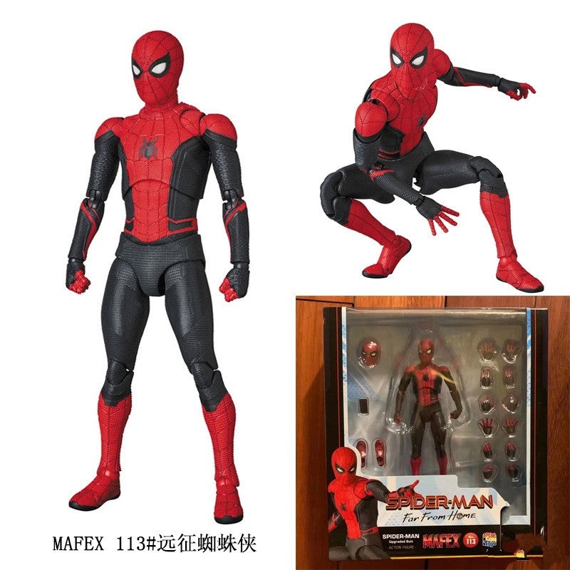 Boneco de Ação MAFEX113 Homem-Aranha Versão Homem-Aranha Longe de Casa Boneco Articulado Brinquedos Modelo Presente Para Namorado Crianças