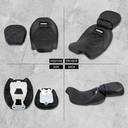 Assento de Couro Dianteiro e Traseiro para Motocicleta para Harley Touring Road King CVO Electra Street Glide 09-23