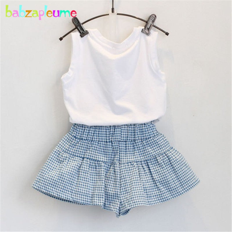 Summer Baby Girls Clothes Toddler Clothing Vest+Shorts 2PCS set Children Girls Costume 0-7Year Infant Outfits kidswear BC1152