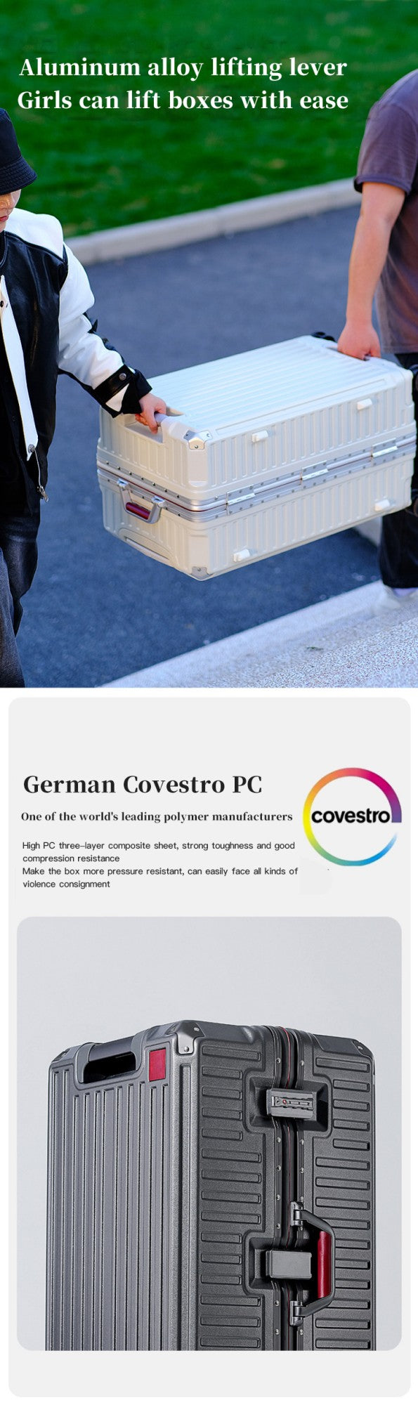 Suitcase Wide Handle Travel Suitcase Men 20 24 26 Carry-On Luggage Women PC Aluminum Frame Trolley Case