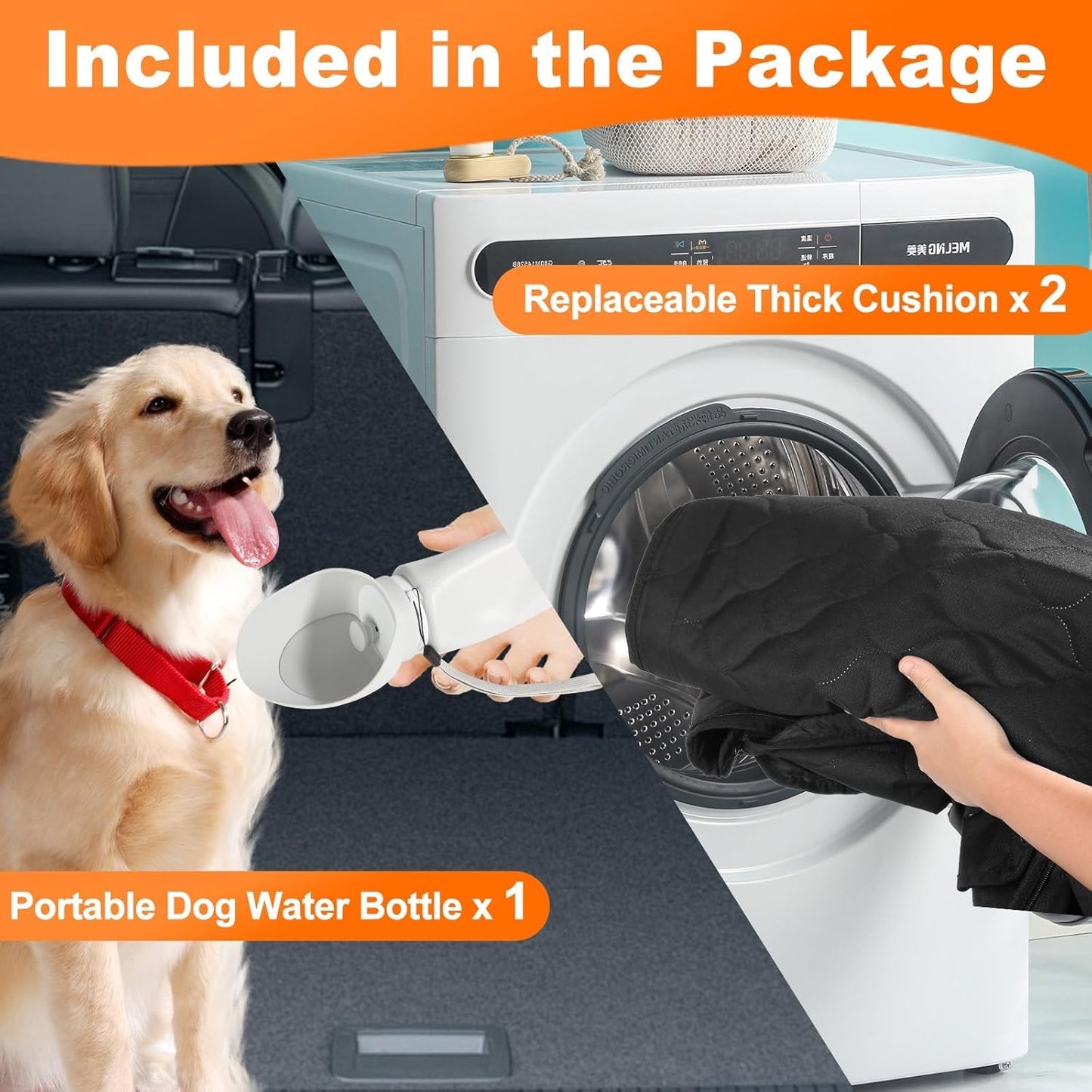 Acessórios de Viagem para Pets à Prova d'Água Assento Dobrável para Carro para Cachorros Cadeira de Carro para Pets Rede de Segurança Tapete de Porta-Malas Protetor de Banco Traseiro de Carro