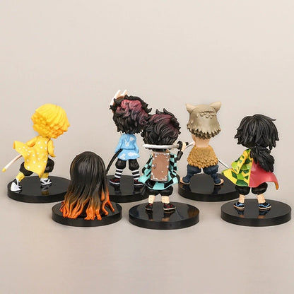Q Posket Figure Atacado Demon Slayer Mini Estatueta 5Pcs 10Pcs 12Pcs 15Pcs Conjuntos Kimetsu No Yaiba Pequenas Bonecas de PVC Decoração de Mesa