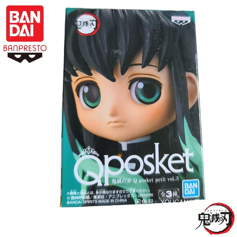 Em estoque Bandai Banpresto Original Demon Slayer Qposket Petit Giyuu Muichirou Obanai Boneco Marca Nova Caixa Figura de Ação Garagem