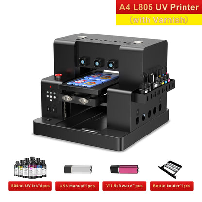 A3 UV Printer XP600 UV Flatbed Printing Machine with Varnish A4 A3 UV DTF Printer For Pen Metal Wood Acrylic UV Sticker Printer