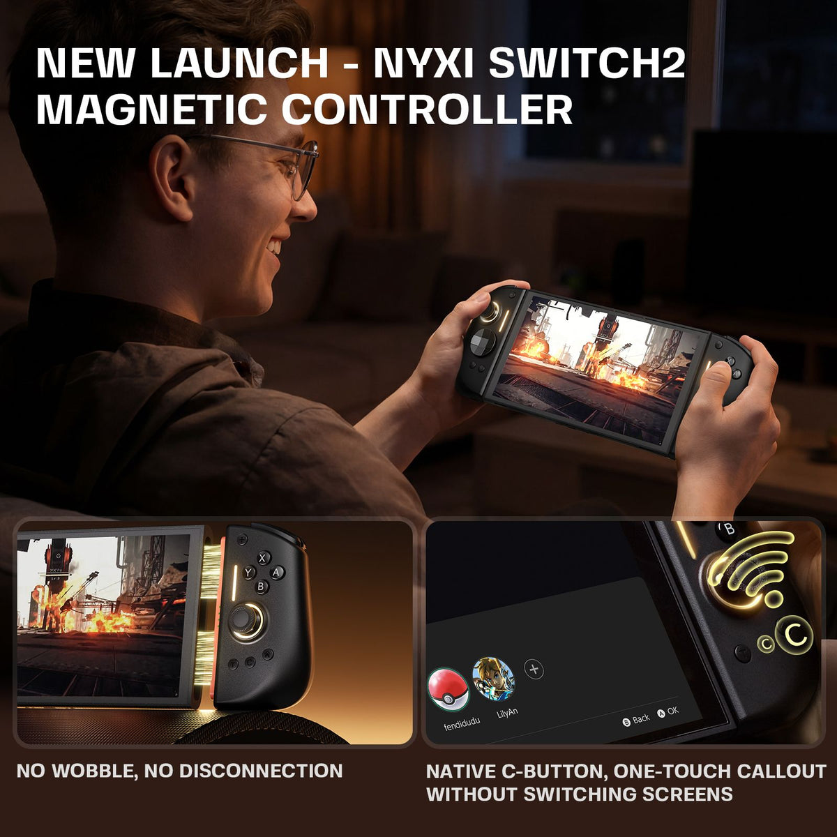 NYXI Hyperion 3 Wireless JoyPad for Switch 2 + Carrying Case + 4-in-1 RGB Charger