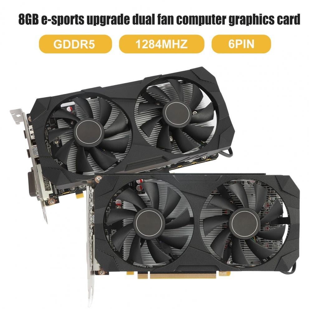 Nova Placa Gráfica RX580 Dual Cooling Fan 8GB GDDR5 256-Bit Placa de Vídeo para Desktop PC Mineração Jogos Acessórios de Computador