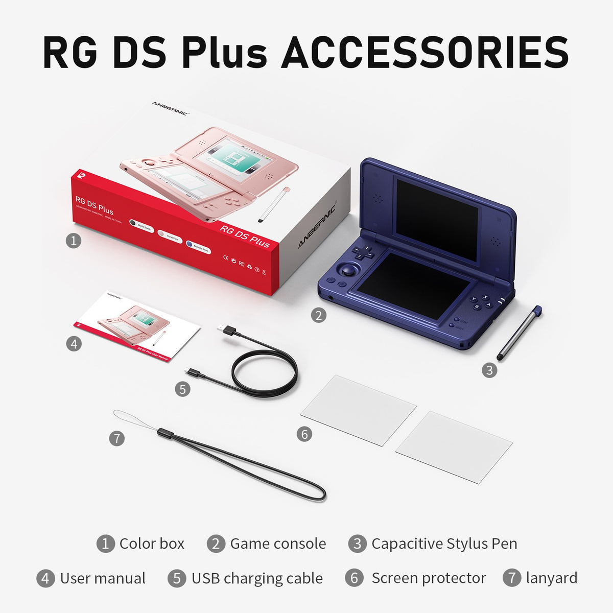 Anbernic RG DS Plus Retro Handheld Game Console Linux 4.3" IPS 1024*768 Dual-Screen 4000mAh Game Player Bluetooth WiFi Streaming