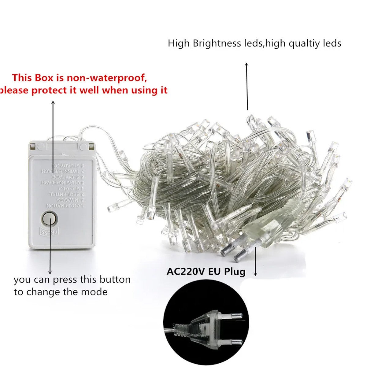 LED Christmas Lights 5/10/20M 220V Waterproof Fairy Lights Outdoor Garden Tree Home Halloween Party Holiday Decoration Lighting