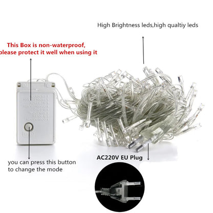 LED Christmas Lights 5/10/20M 220V Waterproof Fairy Lights Outdoor Garden Tree Home Halloween Party Holiday Decoration Lighting