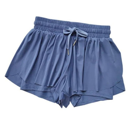 Short Pants High Waist Women's Running Shorts 2 in 1 Casual Girls Athletic Shorts Flowy Breathable Gym Yoga Shorts for Fitness