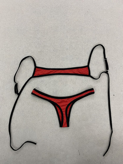 Retro Shoulder Strap Adjustable Backless Simple Summer Split Bikini Y2K Aesthetic Sexy Spice Girl Beach Contrast Color Swimsuit