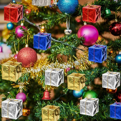 12/240x Christmas Foam Gifts Boxes Xmas Tree Hanging Pendants Colorful Candy Boxes Home Festival Party DIY Decoration Supplies