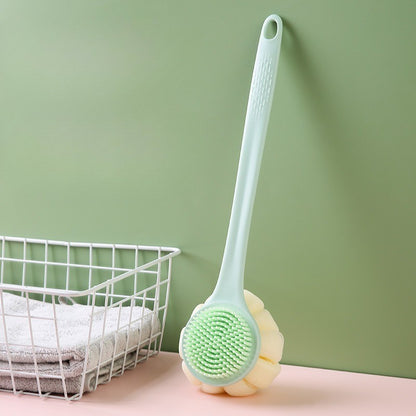 1 escova de banho de silicone macio para esfoliação corporal e massageador de costas com cabo longo para banho e saúde da pele