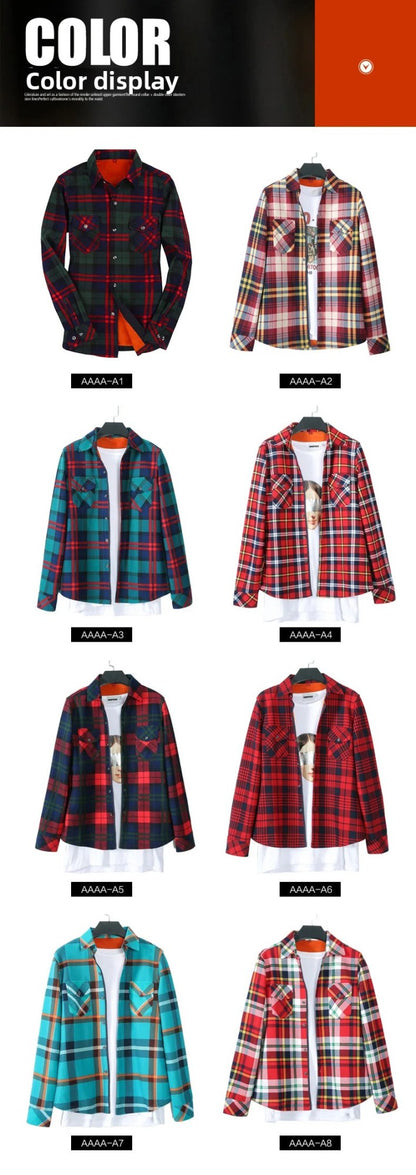 Thickened Fleece Women's Casual Shirt Korean Style All-Match Slim Fit Warm Plaid Elastic Large Size Button down Coat