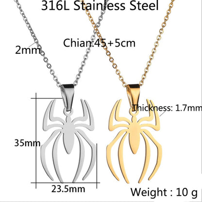 1 New Product Stainless Steel Spider Pendant Fashion Men'S Titanium Steel Jewelry Spider Necklace