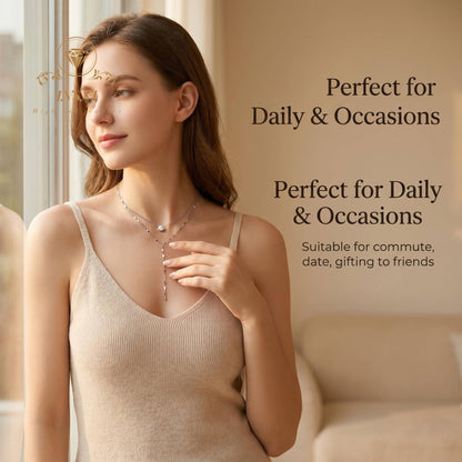 Moissanite S925 Silver Double-layer Necklace Y-shaped Fringed Exquisite Sweater Chain Light Luxury Niche Affordable Jewelry Gift