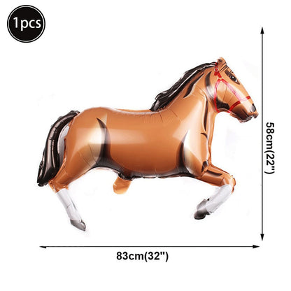 1pc Oversized Horse Balloon Cowboy Giant Horse Aluminum Film Balloon Farm Animal Horse Theme Birthday Party Decoration Kids Toys