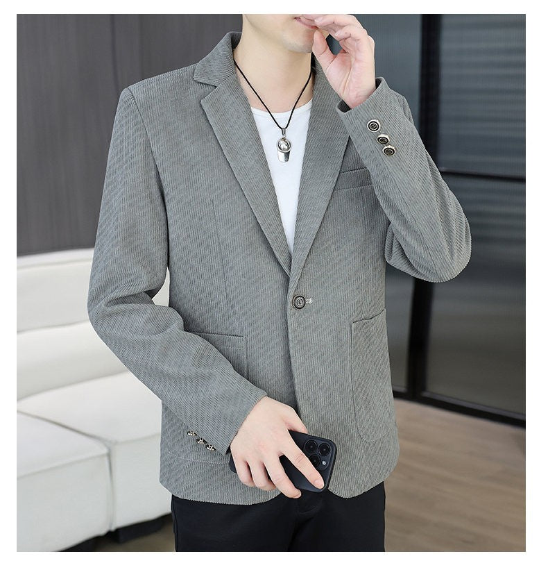 Blazer's New Men's Fashion Outdoor Travel Camping Youth Wedding Hosting Campus Slimming Casual Solid Color Korean Version Blazer