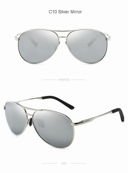 Óculos de Sol Polarizados Masculinos com Armação de Metal para Aviação Cores Variadas Óculos de Sol Masculino Piloto Visão Noturna e Diurna para Dirigir