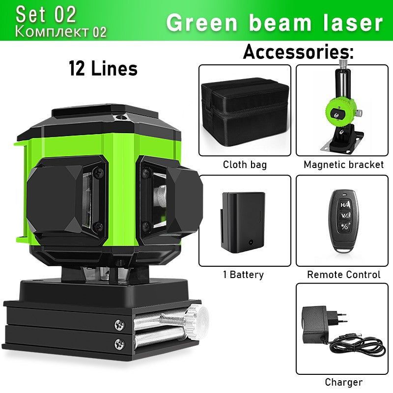 Nível a Laser Clubiona 16/12 Linhas linha verde Autonivelante 360 Horizontal e Vertical Nível a Laser de Feixe Verde Super Potente
