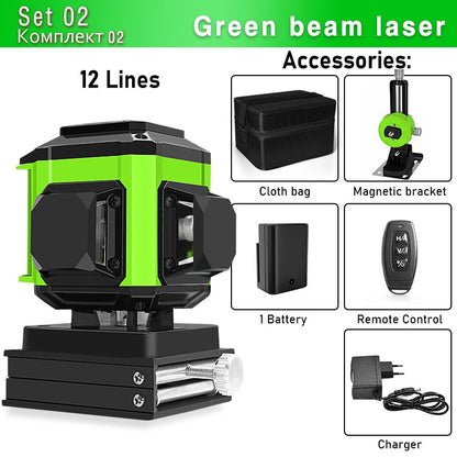 Nível a Laser Clubiona 16/12 Linhas linha verde Autonivelante 360 Horizontal e Vertical Nível a Laser de Feixe Verde Super Potente