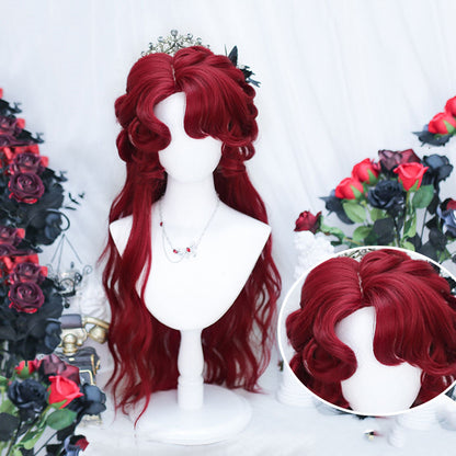 XIYUE synthetic wigs red wig long curly hair curly bangs ponytail extensions dirty braid Halloween Christmas gift
